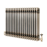 Traditional 3 Column Radiator & Valves – 600mm x 830mm - Raw Metal