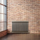 Traditional 3 Column Radiator & Valves – 600mm x 830mm - Raw Metal