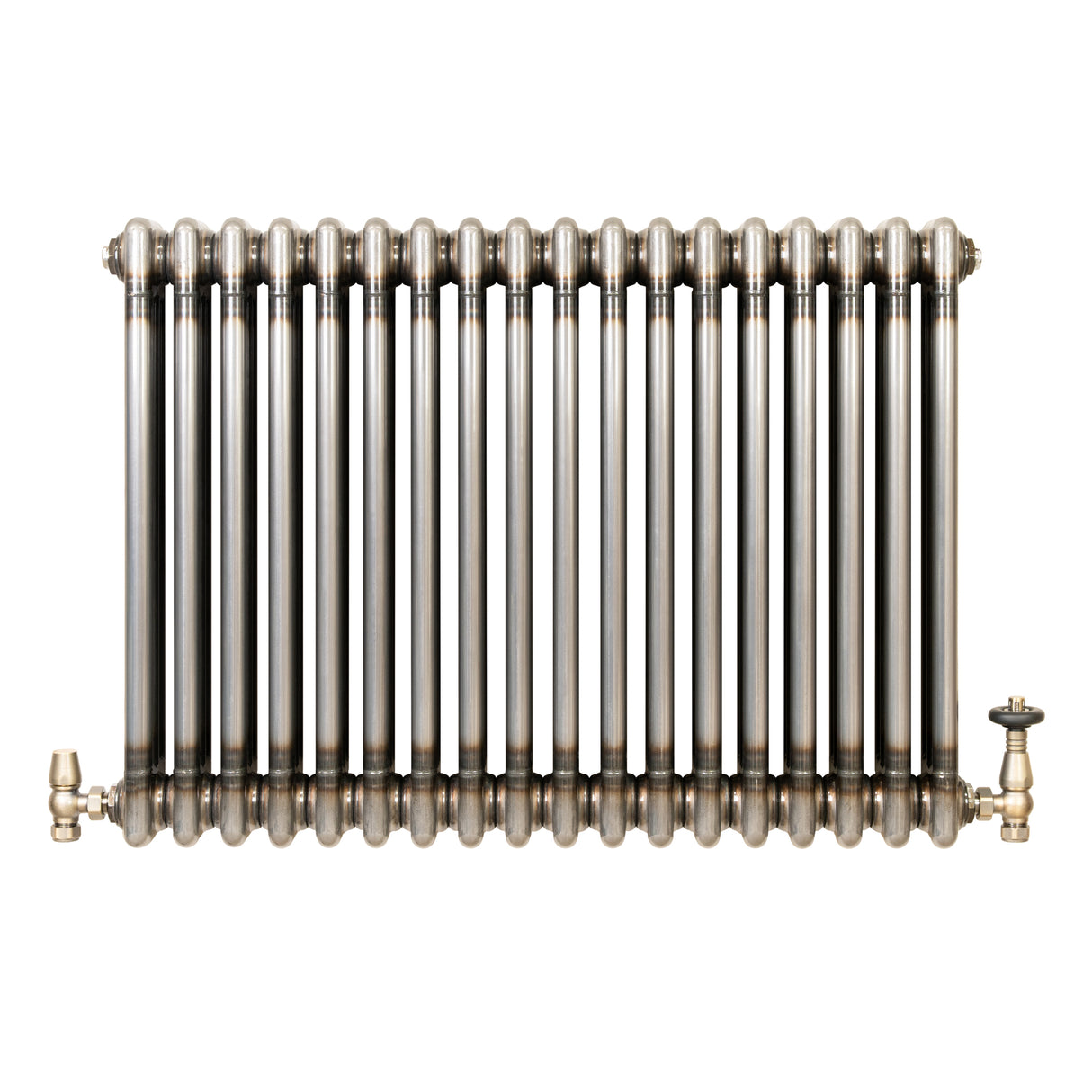 Traditional 3 Column Radiator & Valves – 600mm x 830mm - Raw Metal