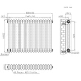Traditional 3 Column Radiator & Valves – 600mm x 830mm - Raw Metal