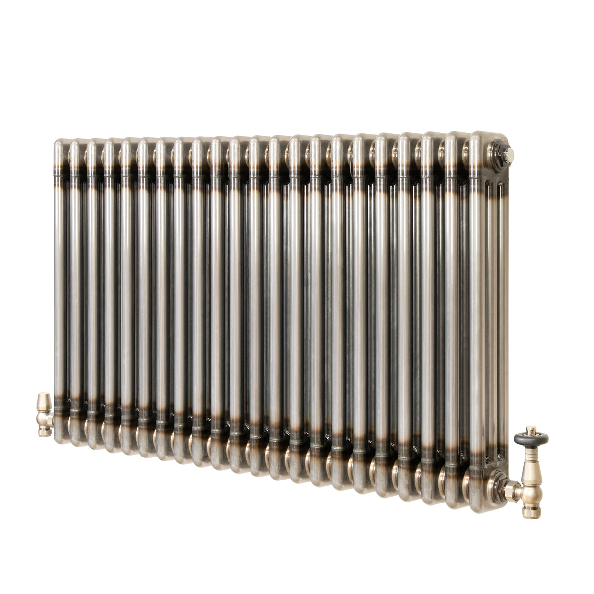 Traditional 3 Column Radiator & Valves – 600mm x 1010mm - Raw Metal