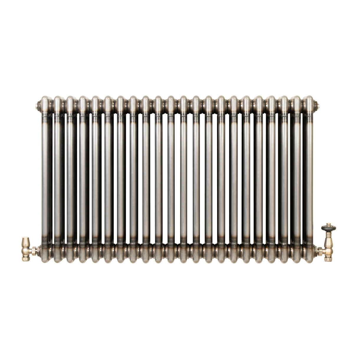 Traditional 3 Column Radiator & Valves – 600mm x 1010mm - Raw Metal