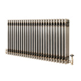 Traditional 3 Column Radiator & Valves – 600mm x 1190mm - Raw Metal