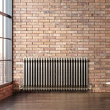 Traditional 3 Column Radiator & Valves – 600mm x 1190mm - Raw Metal
