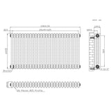Traditional 3 Column Radiator & Valves – 600mm x 1190mm - Raw Metal