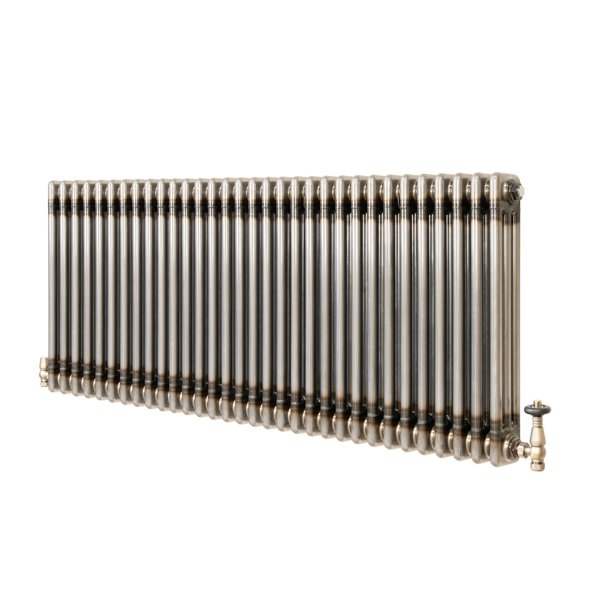Traditional 3 Column Radiator & Valves – 600mm x 1460mm - Raw Metal
