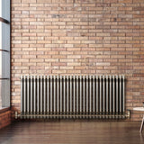 Traditional 3 Column Radiator & Valves – 600mm x 1460mm - Raw Metal