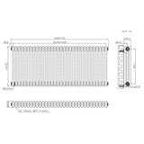 Traditional 3 Column Radiator & Valves – 600mm x 1460mm - Raw Metal