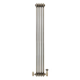 Traditional 3 Column Radiator & Valves – 1500mm x 200mm - Raw Metal