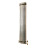 Traditional 3 Column Radiator & Valves – 1500mm x 290mm - Raw Metal