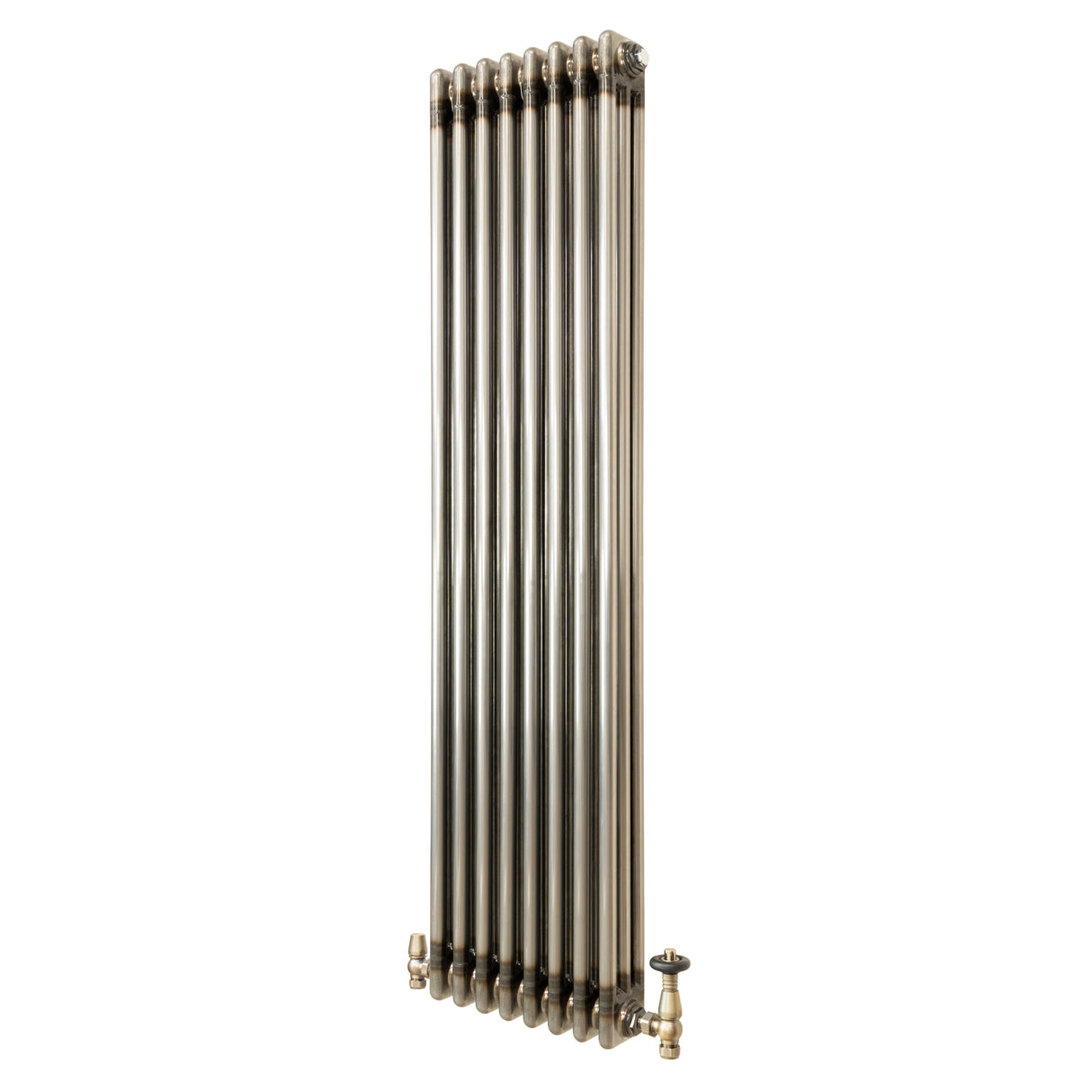 Traditional 3 Column Radiator & Valves - 1500mm x 380mm - Raw Metal