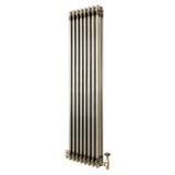 Traditional 3 Column Radiator & Valves - 1500mm x 380mm - Raw Metal