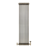 Traditional 3 Column Radiator & Valves - 1500mm x 380mm - Raw Metal