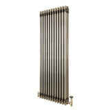 Traditional 3 Column Radiator & Valves – 1500mm x 560mm - Raw Metal