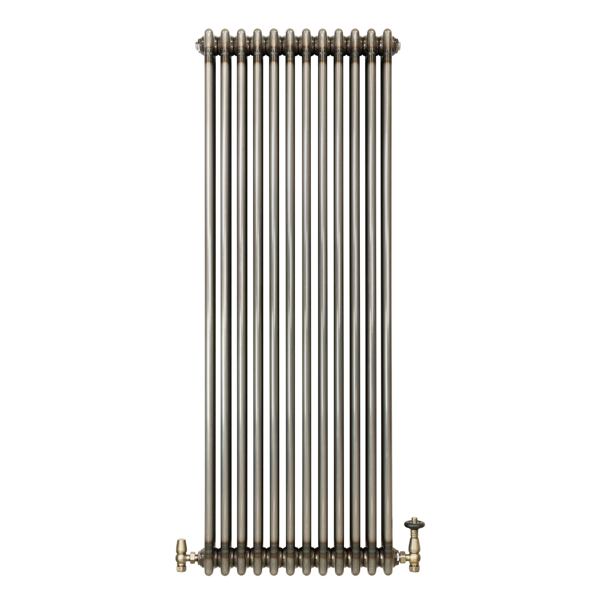 Traditional 3 Column Radiator & Valves – 1500mm x 560mm - Raw Metal