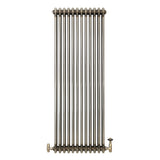 Traditional 3 Column Radiator & Valves – 1500mm x 560mm - Raw Metal