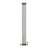Traditional 3 Column Radiator & Valves – 1800mm x 200mm - Raw Metal