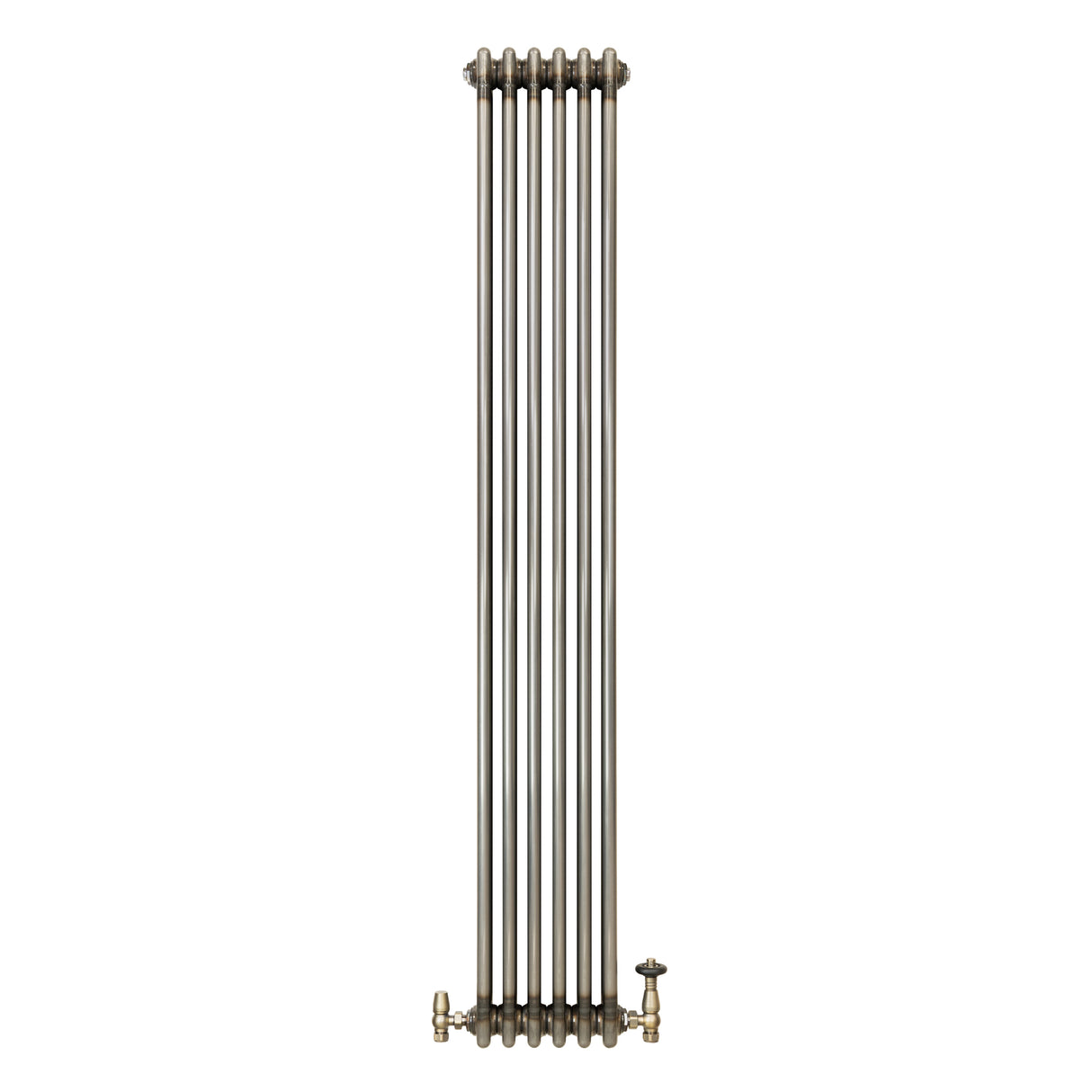 Traditional 3 Column Radiator & Valves – 1800mm x 290mm - Raw Metal