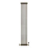 Traditional 3 Column Radiator & Valves – 1800mm x 290mm - Raw Metal