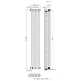 Traditional 3 Column Radiator & Valves – 1800mm x 290mm - Raw Metal