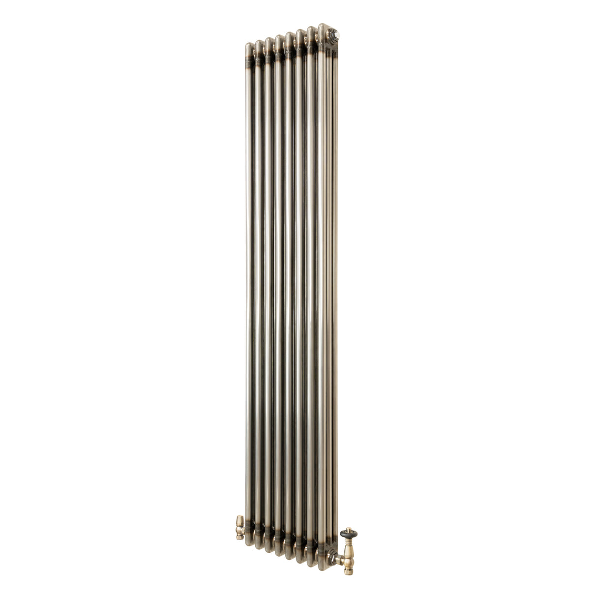 Traditional 3 Column Radiator & Valves – 1800mm x 380mm - Raw Metal