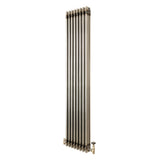 Traditional 3 Column Radiator & Valves – 1800mm x 380mm - Raw Metal
