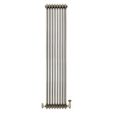 Traditional 3 Column Radiator & Valves – 1800mm x 380mm - Raw Metal