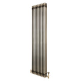 Traditional 3 Column Radiator & Valves - 1800 x 470mm - Raw Metal