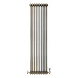 Traditional 3 Column Radiator & Valves - 1800 x 470mm - Raw Metal
