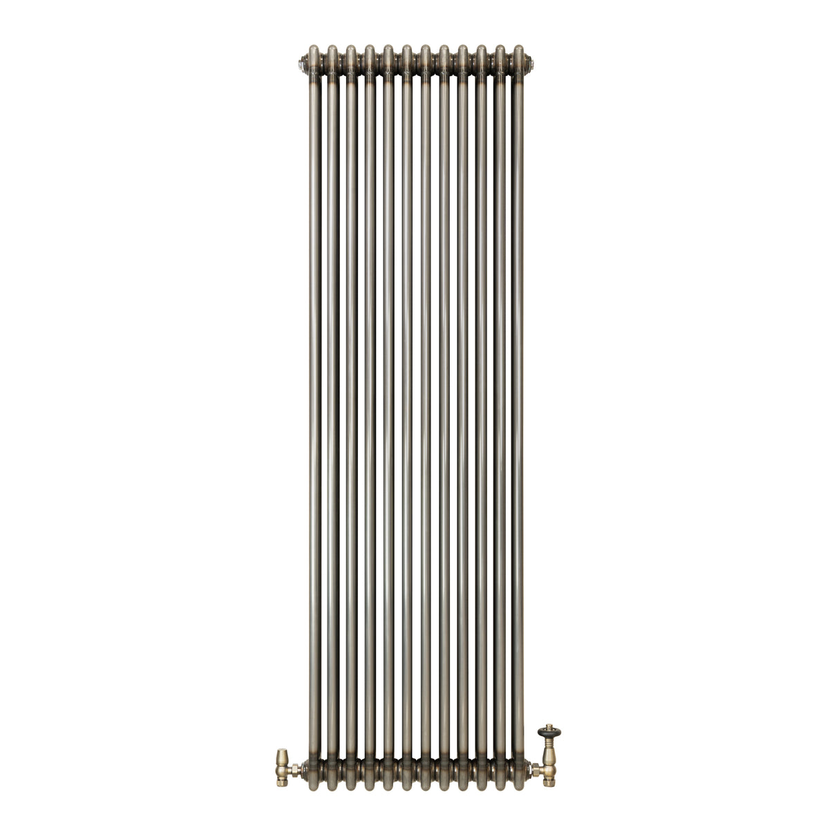 Traditional 3 Column Radiator & Valves - 1800 x 560mm - Raw Metal