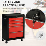 5-Drawer Lockable Tool Storage Trolley – Red