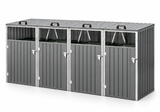 4-Bin Outdoor Storage Shed with Lockable Doors – Galvanised Steel