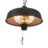 2500W Hanging Infrared Halogen Patio Heater with Light – Black