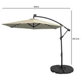 Cream 3m LED Cantilever Parasol With Fan Base