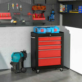 5-Drawer Lockable Tool Storage Trolley – Red
