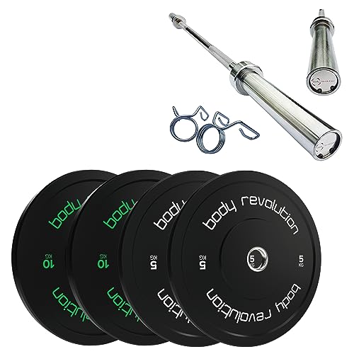 7ft Olympic Weightlifting Bar & Bumper Weight Plate Sets - Body Revolution