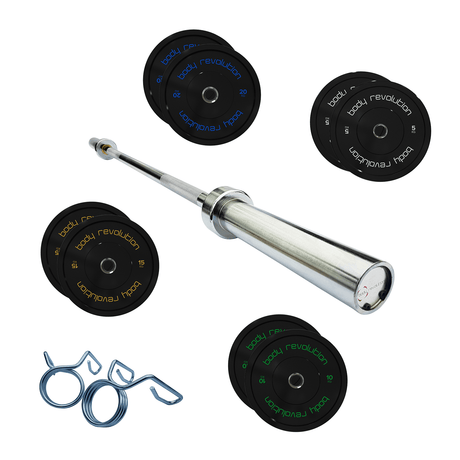 7ft Olympic Weightlifting Bar & Bumper Weight Plate Sets - Body Revolution