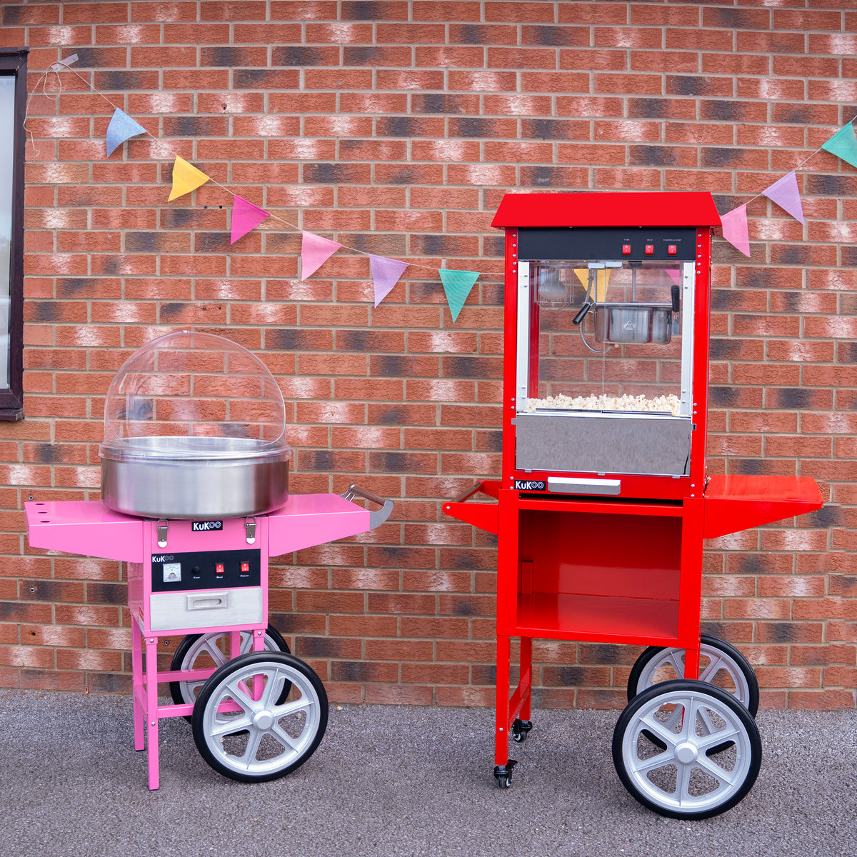 KuKoo 8oz Popcorn Machine & Candy Floss Machine with Carts