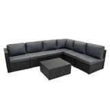 Black Rattan Corner Sofa Set & 4-Burner Gas BBQ Grill Bundle