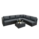 Black Rattan Corner Sofa Set & 4-Burner Gas BBQ Grill Bundle