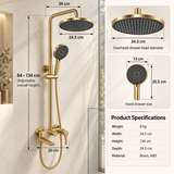 Premium Exposed Shower Set with Rainfall Head and Bath Spout – Brushed Gold