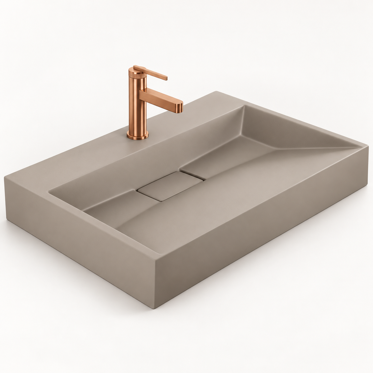 Rectangular Conglomerate Washbasin with Frame – Beige
