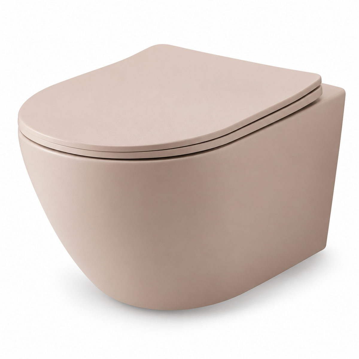 Wall-Hung Rimless Toilet with Seat – Mocca Matt