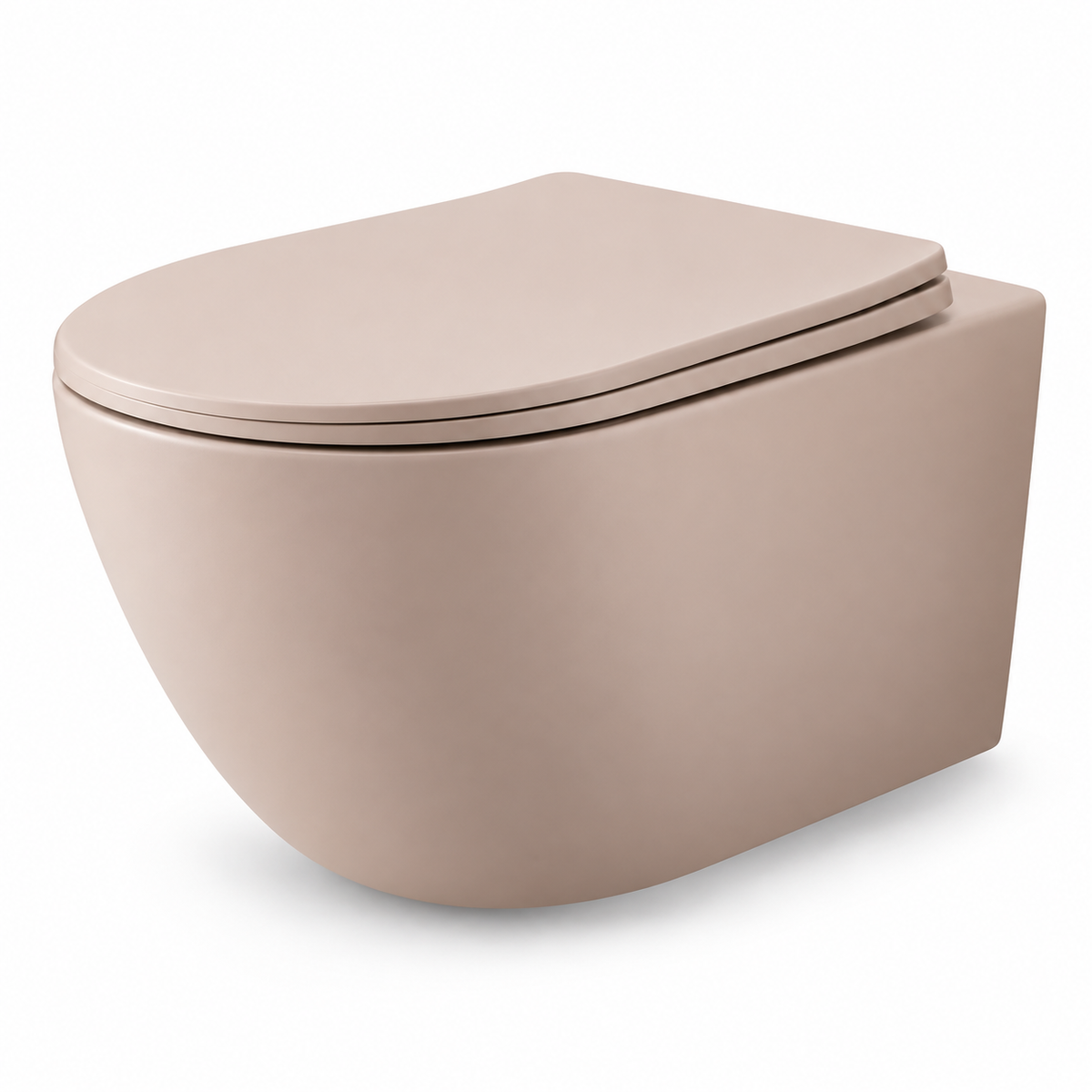 Wall-Hung Rimless Toilet with Seat – Mocca Matt