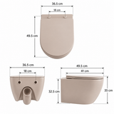 Wall-Hung Rimless Toilet with Seat – Mocca Matt