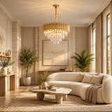 Gold Crystal Pendant Chandelier – 9-Light