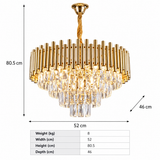 Gold Crystal Pendant Chandelier – 9-Light