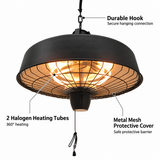 2500W Hanging Infrared Halogen Patio Heater with Light – Black