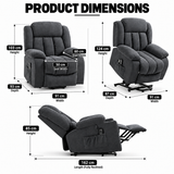 Electric Riser Recliner Chair with 8-Point Massage – Dark Grey