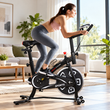 Indoor Exercise Bike with 6kg Flywheel and LCD Monitor – Black